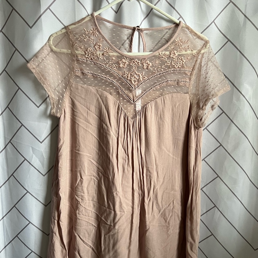 Xhilaration Lace Sleeve Dress Nude Pink